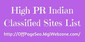 High PR Indian Classified Sites List