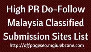 High PR Malaysia Classified Submission Sites List